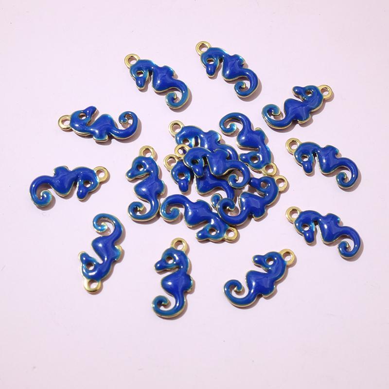 20pcs 12x6mm Stainless Steel Seahorse Hippocampus Enamel Charms Pendant Stainless Steel DIY Jewelry Making Accessories Findings