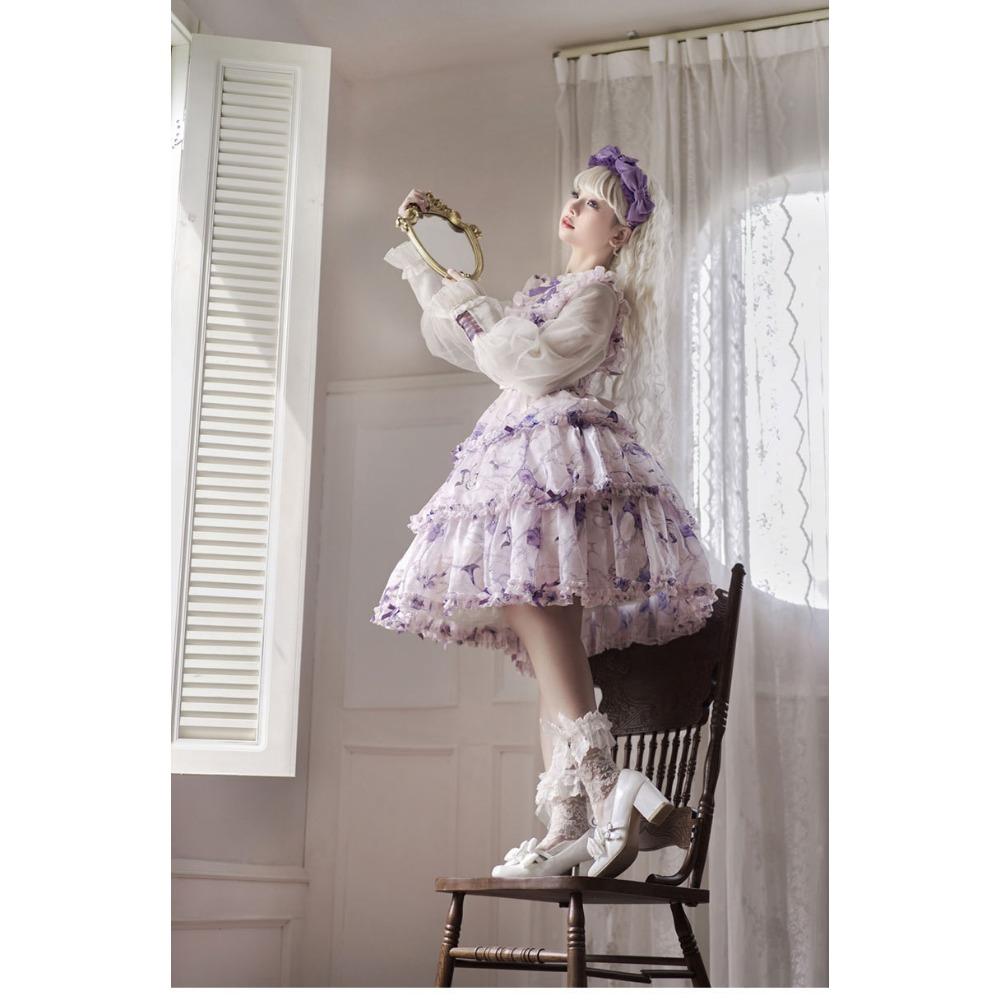 Firefly Flower OP Light Lolita Daily Lolita Vintage Dress - Girls' Soft Girl Fake Two-Piece Set