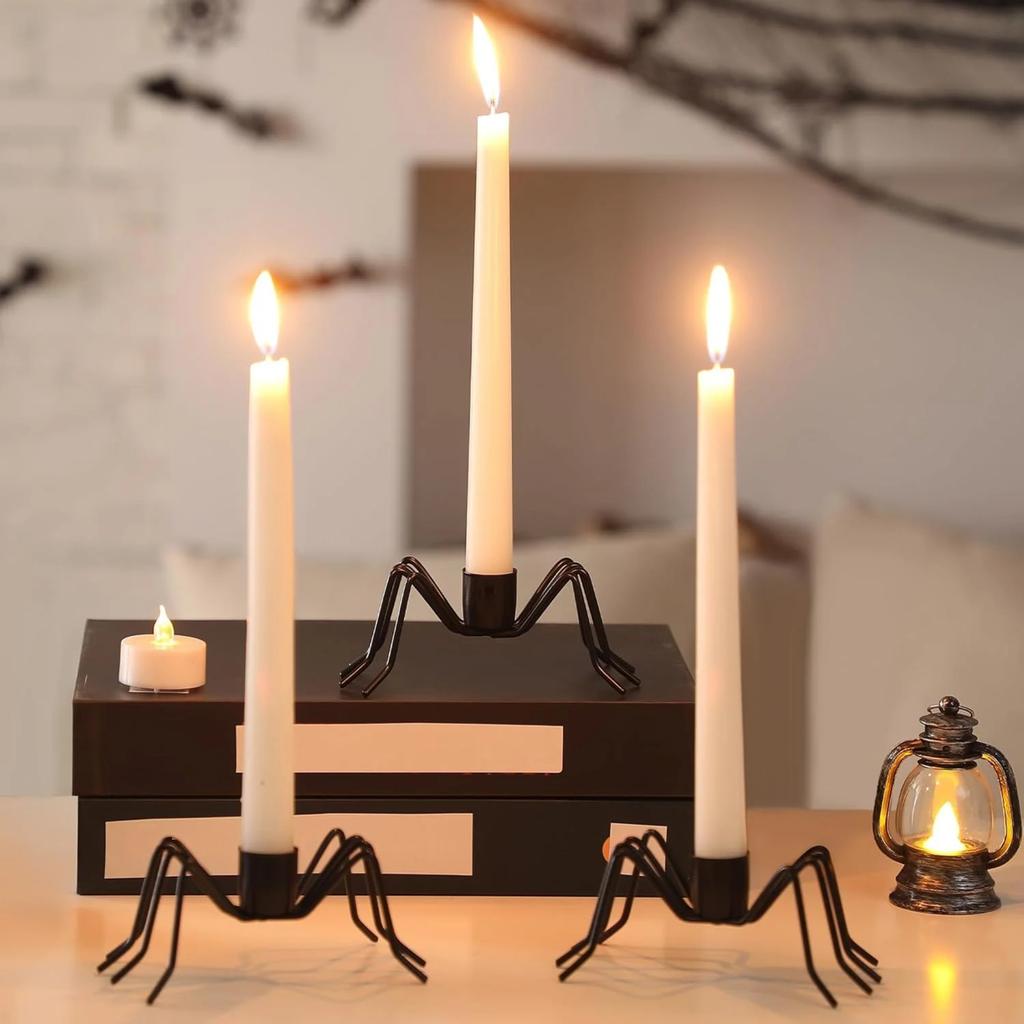Spider Candle Holder, Halloween Props Decoration Ornaments Black Candle Holder
