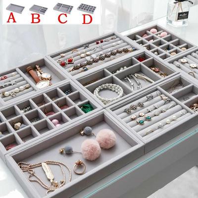 Mode Tragbar Samt Schmuck Ring Schmuck Ausstellungs Organizer Box Tablett Halter Ohrring Schmuck Aufbewahrungskoffer Verpackung Vitrine