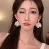 Comfortabe Gold Christmas Snowflake Plush Earrings Easy to Wear Suitable for All Day Use Metal Texture for Festival Joy