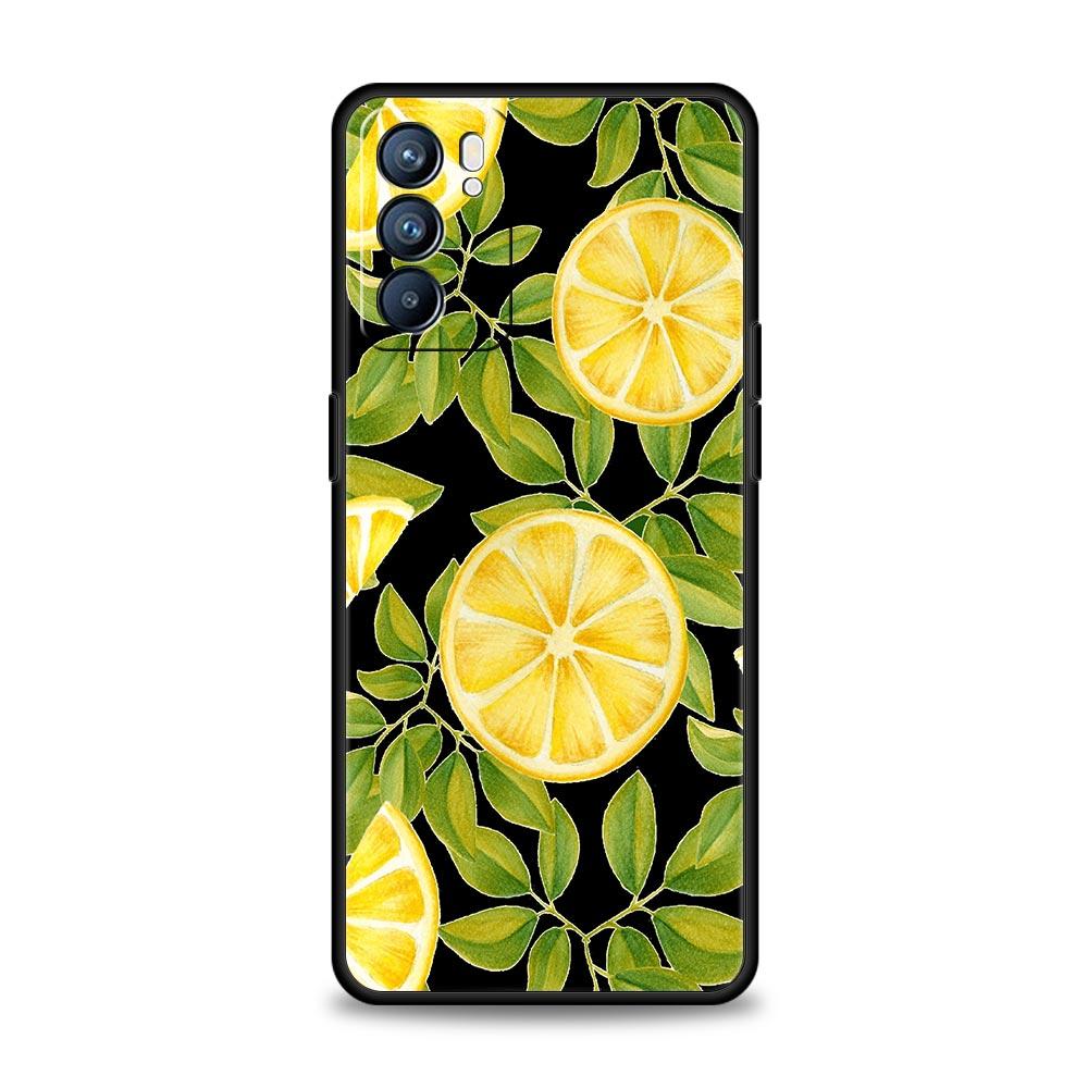 Mediterranean Lemon Soft Phone Case For Oppo Find X5 A54 A53 A52 A9 2020 A15 A95 A16 A76 A74 A12 Reno7 SE Reno6 Pro 5G TPU Cover