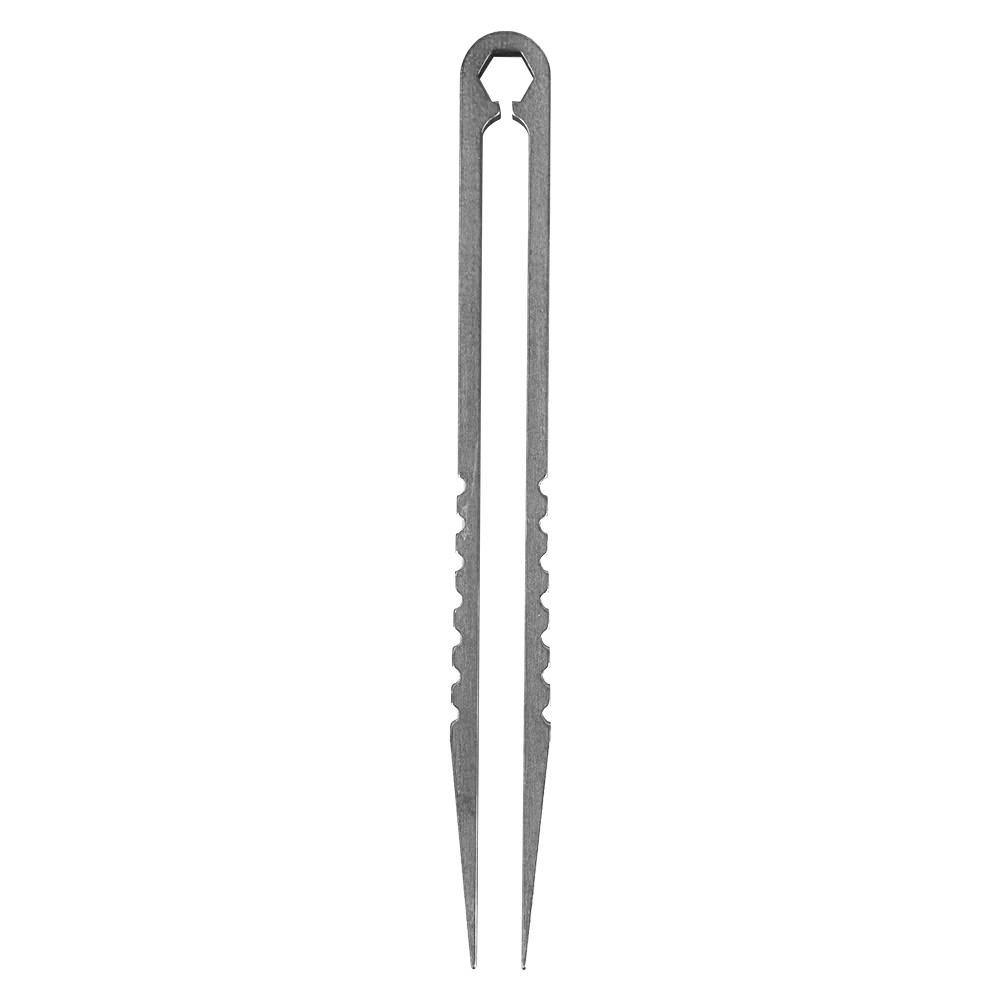 Portable     Alloy Tweezers Outdoor Survival Camping Travel   Tool(Steel Color)