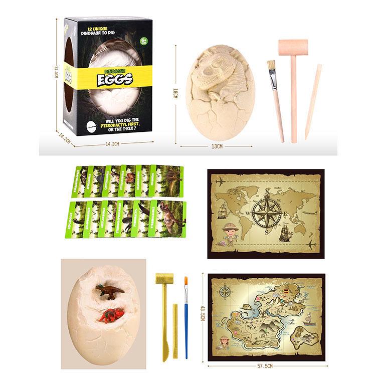 Handmade Luminous Dinosaur Fossil Excavation Kit - Educational DIY Archaeological Egg Digging Toy for Kids