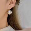 1 Pair Faux Pearl Dangle Earrings for Women, Gold Plated Drop Earrings, Large Faux Pearl Huggie Hoop Earrings