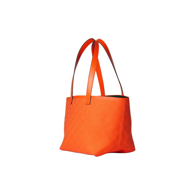 Gucci shoulder bag Summer breath solid color versatile GG canvas Tote Tote shopping handbag small size men and women same style couple model orange