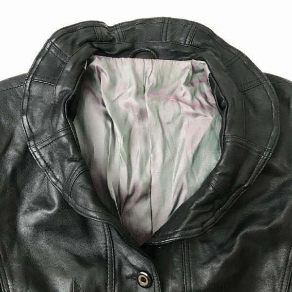 BELLUCCI Spanien Lammleder Rüschenkragen Jacke Damen M schwarz elegant(GEBRAUCHT)