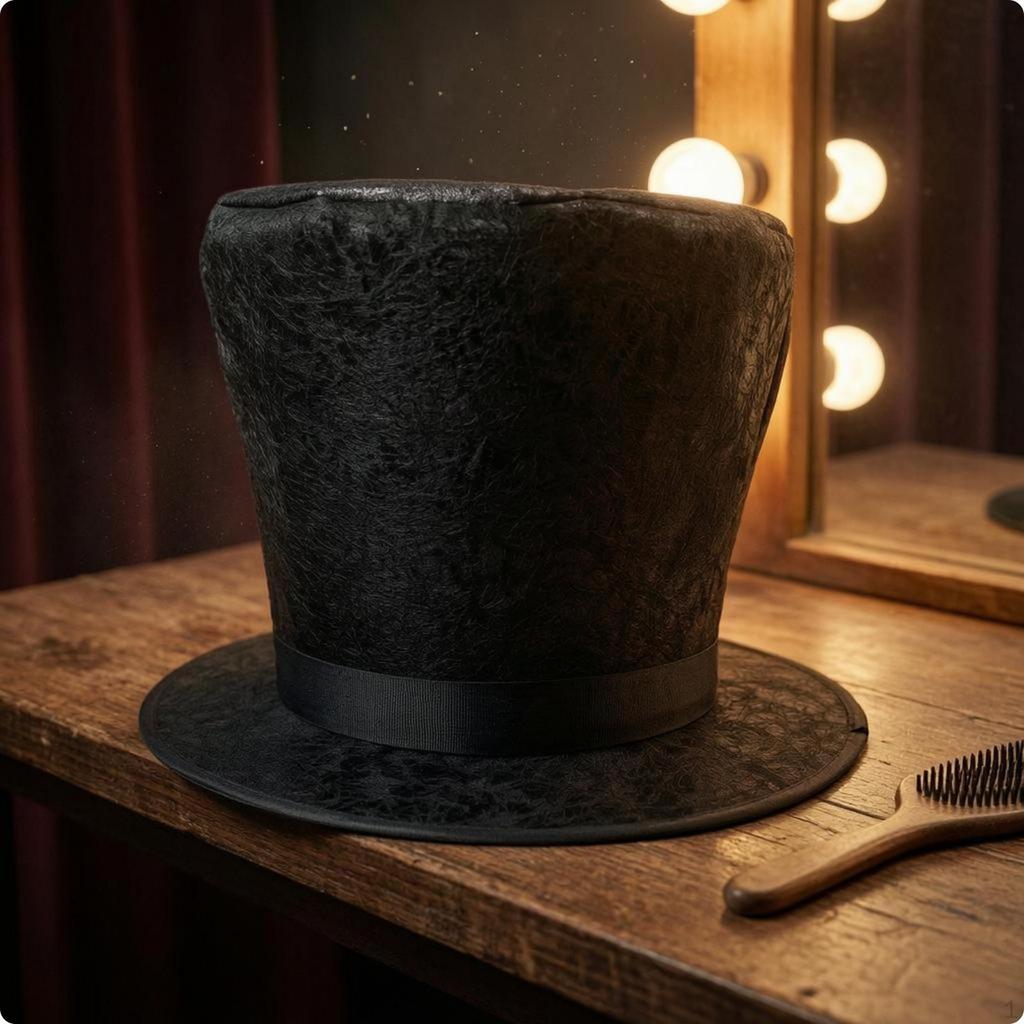 Tall Top Hat Stage Costume with Wide Brim Cylindrical Crown Headwear for Entertainers,
