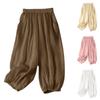 Pantaloni Larghi da Donna in Cotone e Lino Vita Elastica Casual Ampi Estate Vacanza al Mare Pantaloni