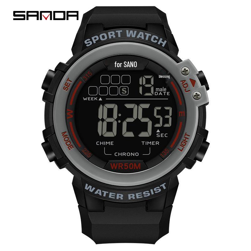 Sanda Luminous Waterproof Sports Watch: Multifunctional Alarm Clock Wristwatch for Men and Women