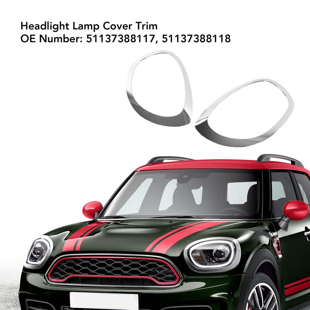 Headlight Lamp Cover Trim, Headlight Lamp Cover Trim 51137388117 Front Light Surround Retaining Ring for Cooper Countryman F60 2017-2021