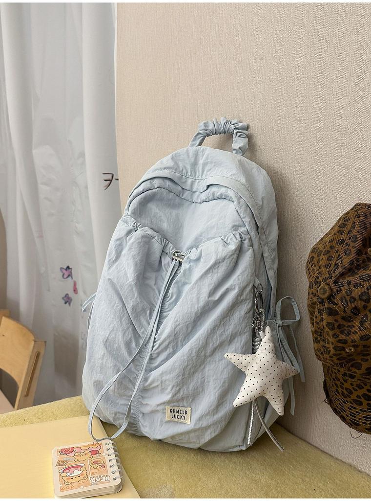 Schoolbag Student School Bag Solid Color Backpack Women's Travel Light Outdoor Sports Mountaineering Bag Korean Leisure Folded School Bag Women's