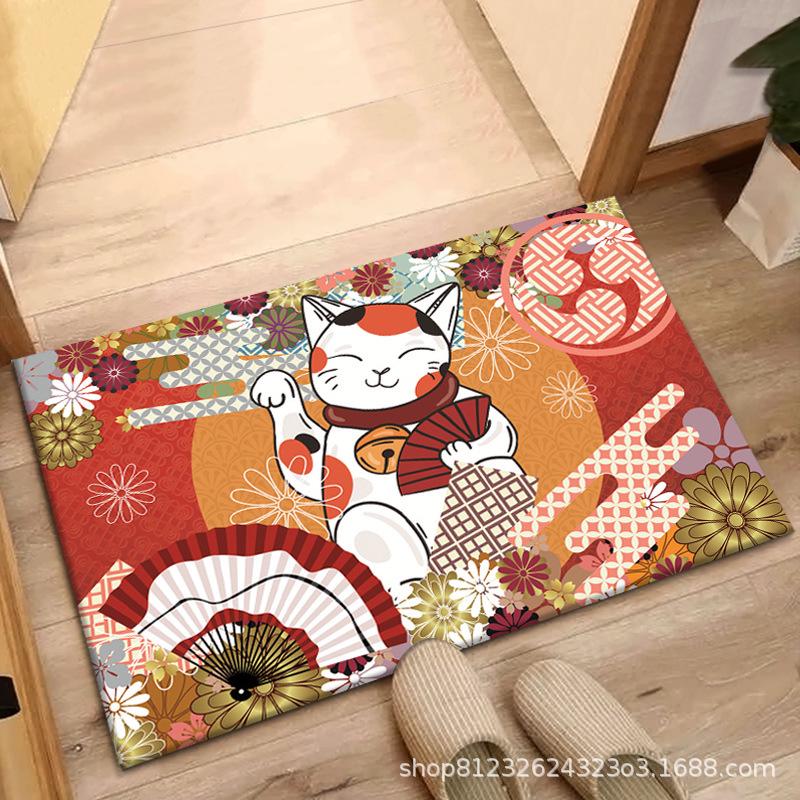 Lucky Cat Anti-Slip Floor Mats for Entrance, Bathroom, and Bedroom