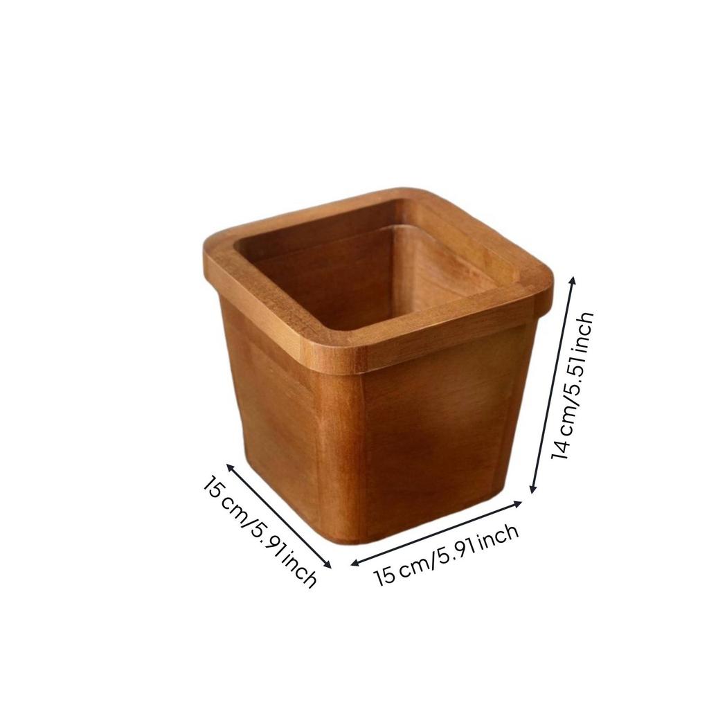 Desktop Trash in areaSaving Wooden Can Compact Desk Wastebasket for Office, Vanity, Bedside