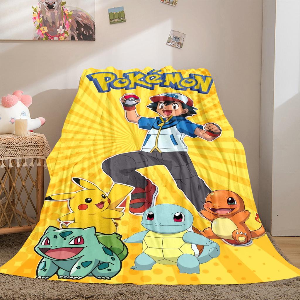 Pokemon Anime Print Blanket Warm Comfortable Flannel Cover For Bedrooms, Sofas, Beds, Chairs  LXR125