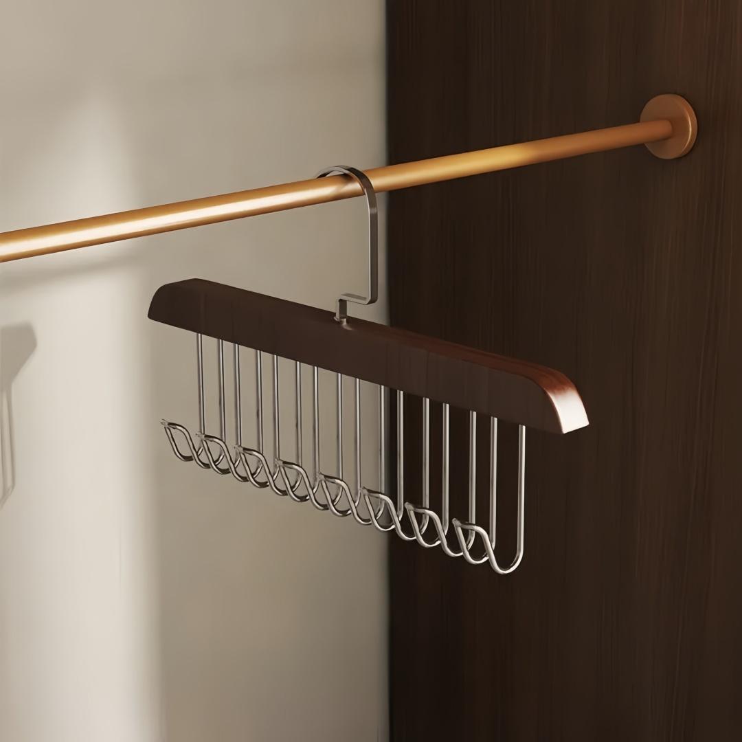 

Solid Wood 8 Hook Clothes Hanger Wooden Frame Sturdy Durable Metal Storage Hook for Hat Scarf Organize Shelf Cloth Display Rack