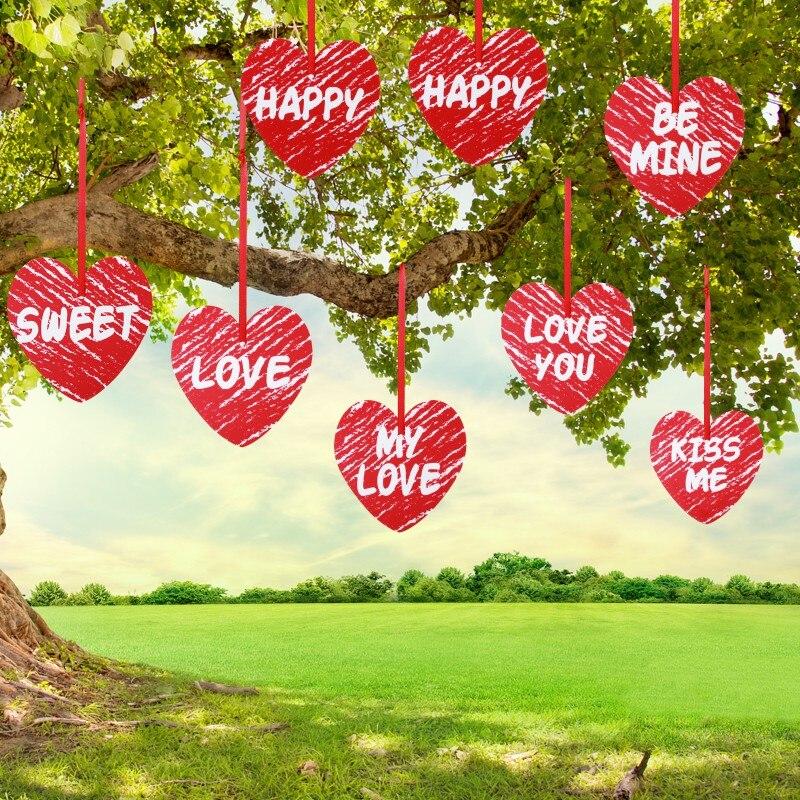 30Pcs Valentine's Day Heart Hanging Ornaments Lawn Yard Porch Heart Decor for Wedding Party Home Office Decor