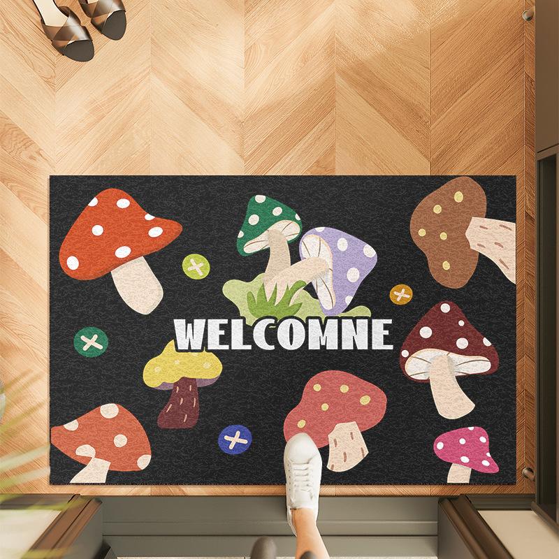 

Cartoon Plant Carpet Mat Rug Mushroom Pumpkin Design with Welcome Text Non-slip Home Decoration Floor Mat Welcome Mat Door Mat 40cmx60cm