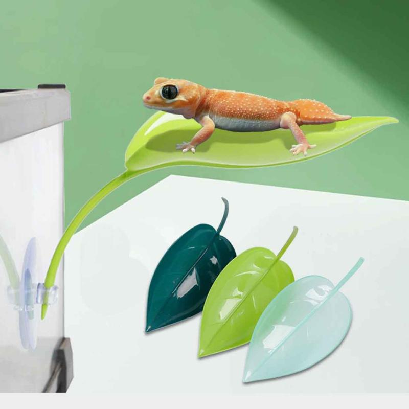 Frog Habitat Leaf Suction Cup Reptile Basking Area Resting Terrace Tank Accessories Simulated Leaves For Geckos Frog Tank