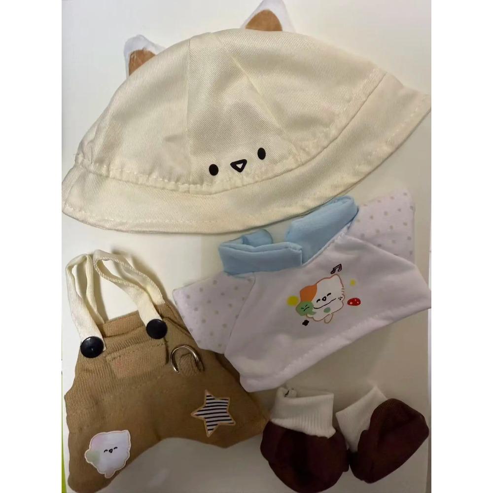 2026 New High-Quality 20cm Doll Outfit Cute Camping Cat Clothes for Plush Cotton Dolls Overalls Outfit Dress-Up Accessories
