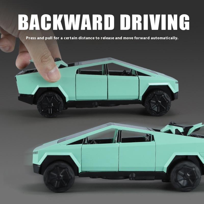 1/32 Tesla Cybertruck Pickup Alloy Diecast Model Car Sound & Light Hobbies Collection Display Decoration Children's Toy Ornaments Gift