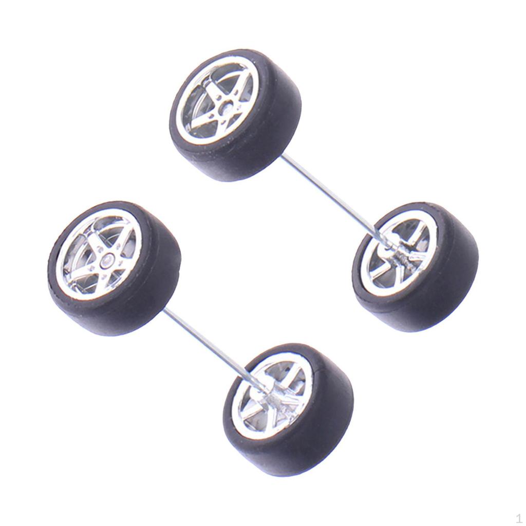 1/64 Scale Alloy Wheels And Tires Set for RC Car Models with Rims