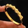 Gold Diamond Inlaid Stainless Steel Wave Pattern Bracelet - High-End Fashion Jewelry