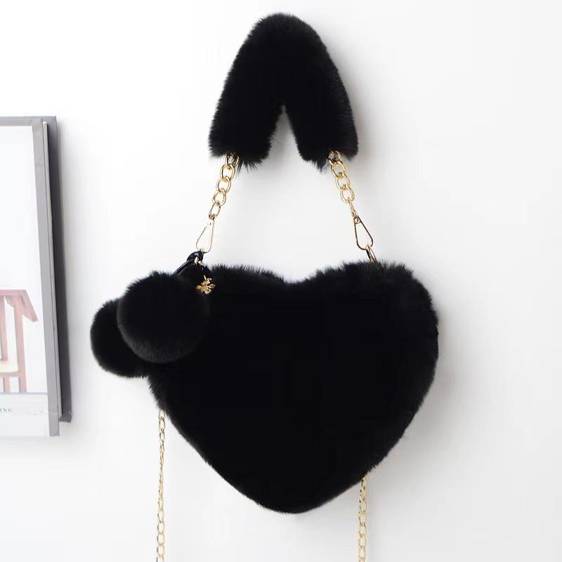 Winter new versatile love bag ball bag fluff bag women's autumn and winter handbag chain bag