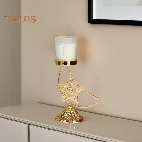 Eid Ramadan Moon Shape Candle Holder Rustproof Corrosion Resistant Candlestick Holder Ramadan Centerpiece Decoration