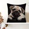 1pc Double Sides Printing Cute Pug Throw Pillow Covers-17.7x17.7in Decorative Pillowcase for Home Bedroom Living Room,Humorous Gift for Dog Lovers Pug