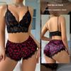 Leopard Print Sex Underwear Sexy Lace Suspender Pattern Shorts Charm Simulation Silk Set