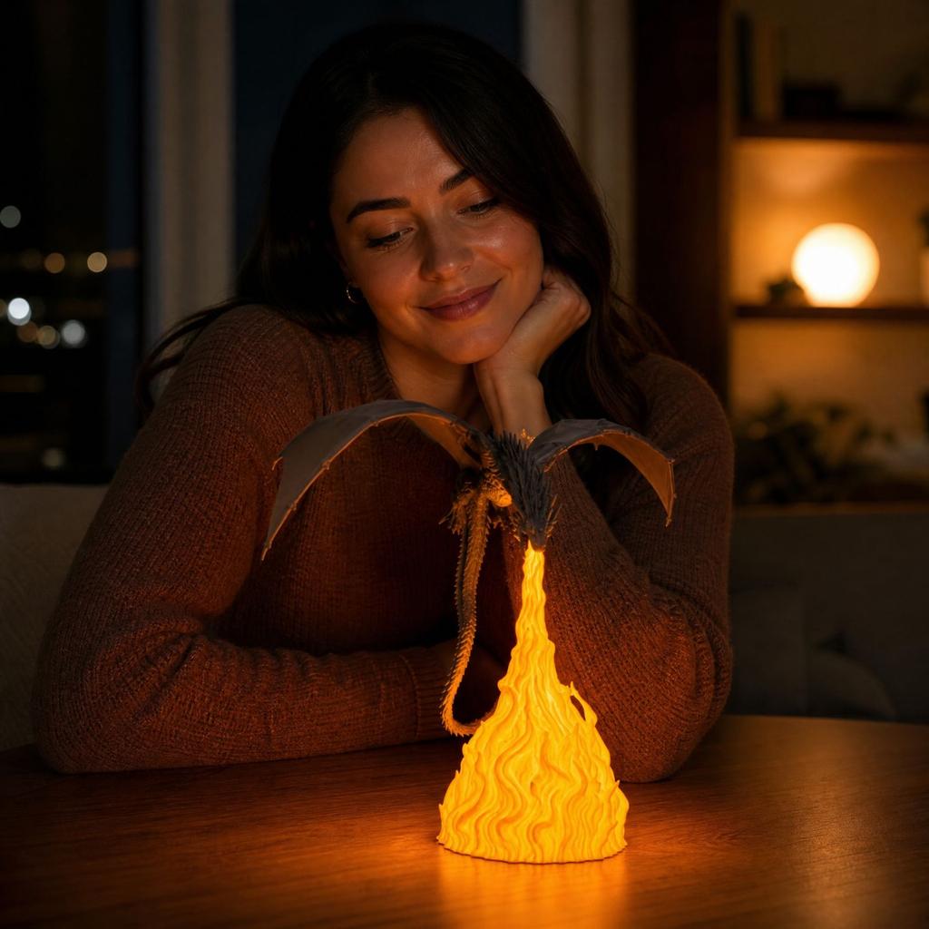3D Printed Cool Night Light with Breathing Effect, Home Decor Desk Figurine