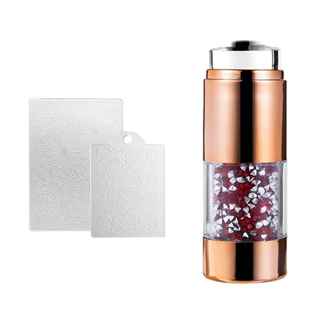Clear Nail Art Stamper Set with 2pcs Scrapers Create French Nails Designs Easily