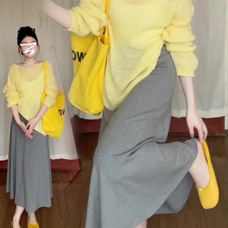 

Midi-Length High-Waist Maternity Skirt, 2025 Style - Spring to Autumn, Outerwear, Hip-Hugging, No Belly Support, Perfect for Autumn/Winter M