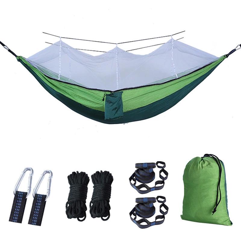 Portable Ripstop Camping Hammock with Mosquito Net - Quick-Open, Anti-Fall Design for Singles & Doubles