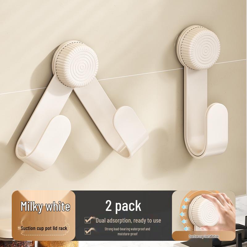 Wall-Mounted Suction Cup Pot Lid & Cutting Board Holder, Punch-Free Kitchen Storage Rack