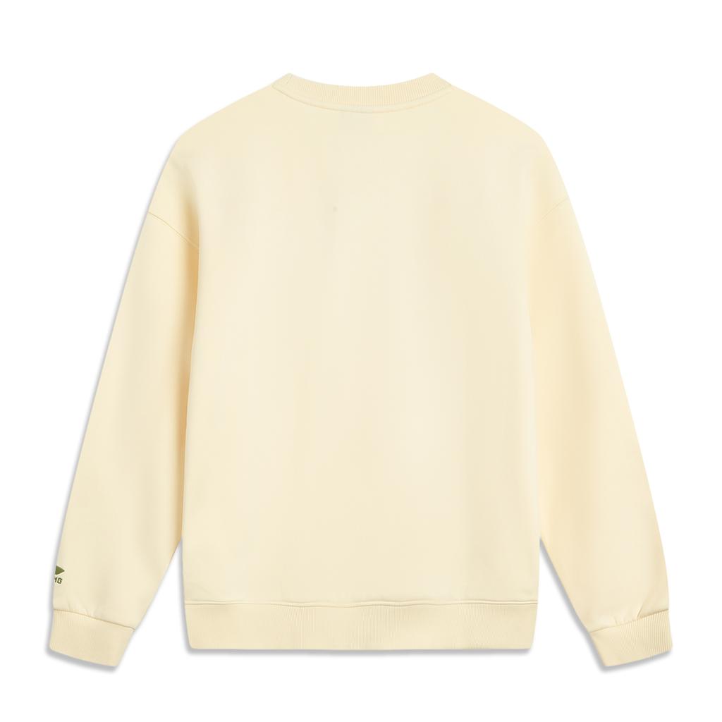 Li Ning Sports Lifestyle Series Simple Comfortable Casual Versatile Letter Animal Print Loose Drop Shoulder Fleece Long Sleeve Sweatshirt AWDVC74-4