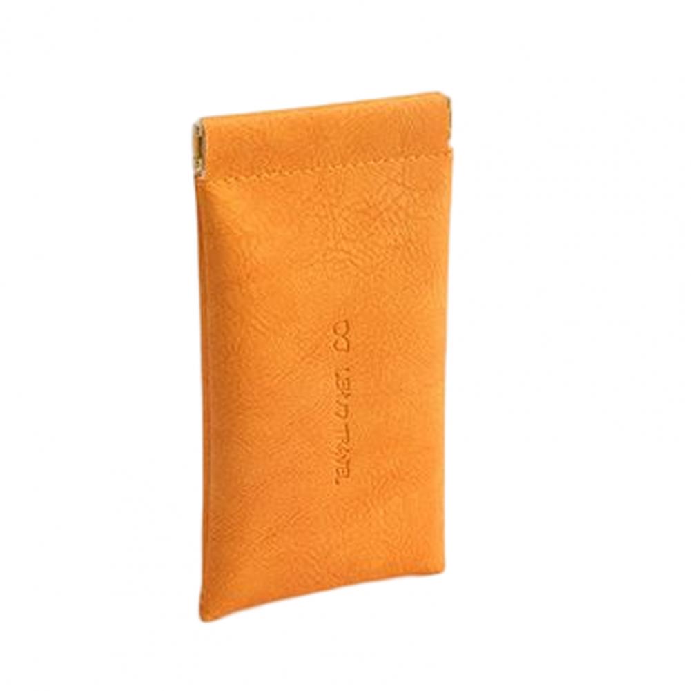 Automatic Closing Glasses Bag, Portable Solid Color Simple Sunglasses Leather Handbag, Unisex Glasses Case, Elastic Pocket