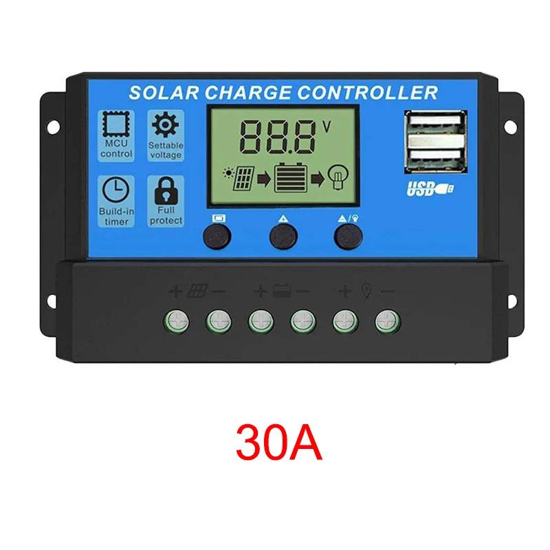 Solar Charge Controller 10A to 100A LCD Display Dual USB Auto Regulator for Solar Panel Battery System Charging
