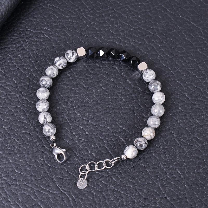 Men's Stainless Steel & Tiger Eye Beaded Adjustable Bracelet
