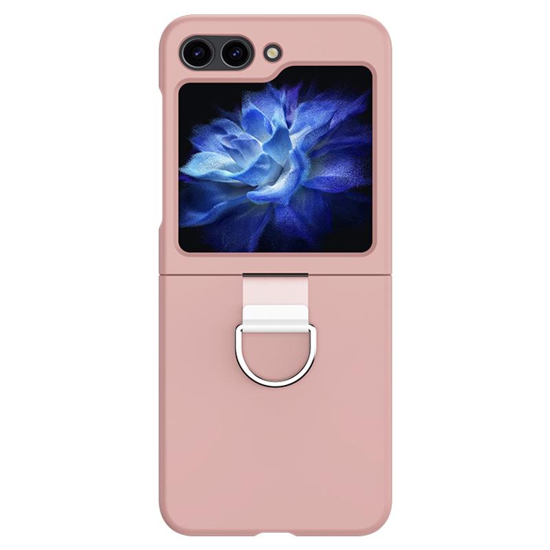 For Samsung Galaxy Z Flip7 FE 5G/Z Flip6 5G Hard PC Case Metal Ring Holder Anti-Slip Skin-Touch Phone Cover