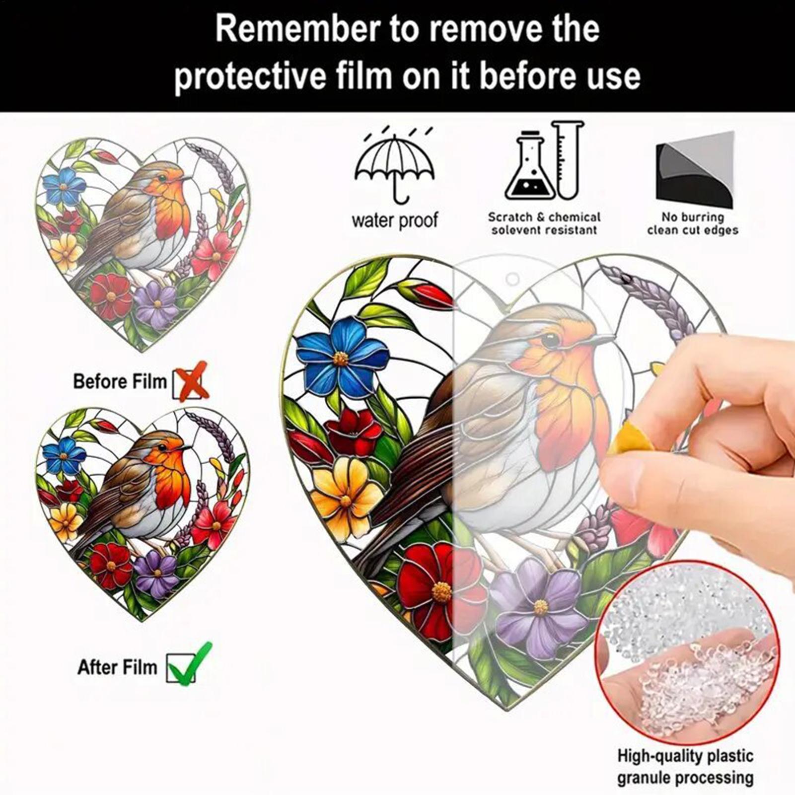 Искусственные птицы Акриловая 2D плоская птица Ловец солнца Ловец солнца Подвесной Красочный Для окна В помещении На улице Кухня Патио Газон CN