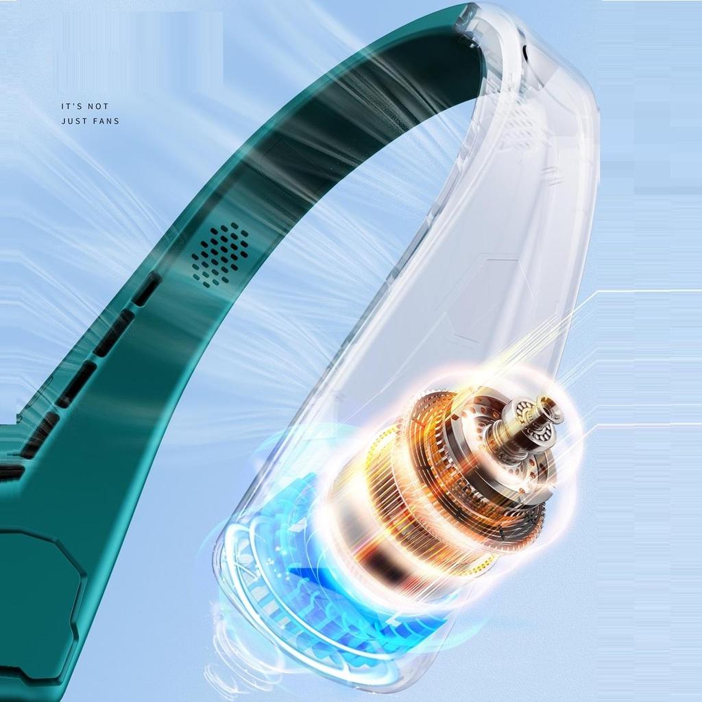 2 In 1 Hanging Neck Fan & Bluetooth Headset Sound Portable Sports Neck Hang Fans with Music Play USB Summer Cooler