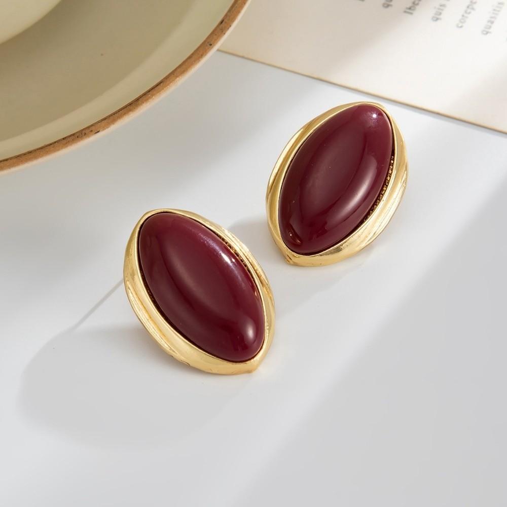 Geometric Resin Dangle Earrings Vintage Trend Vintage Red Oval Earrings Sweet Large Geometric Earrings For Women
