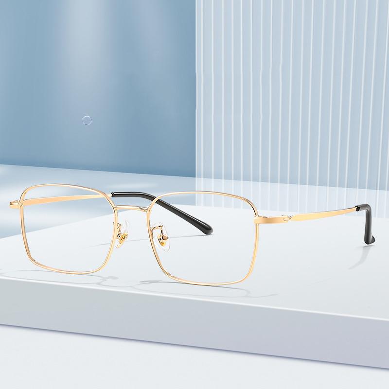 New Eyeglass Frame Men Anti Blue Light Business Metal Square Flat Light Mirror Ultra Light Comfortable To Wear Fashion Glasses