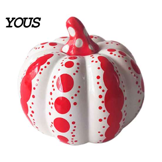 Kitchen Table Autumn Display Ceramic Pumpkin Sculpture, Modern Polka Dot Figurine, Farmhouse Fall Seasonal Mantel Decor Tabletop Decoration for Fall,