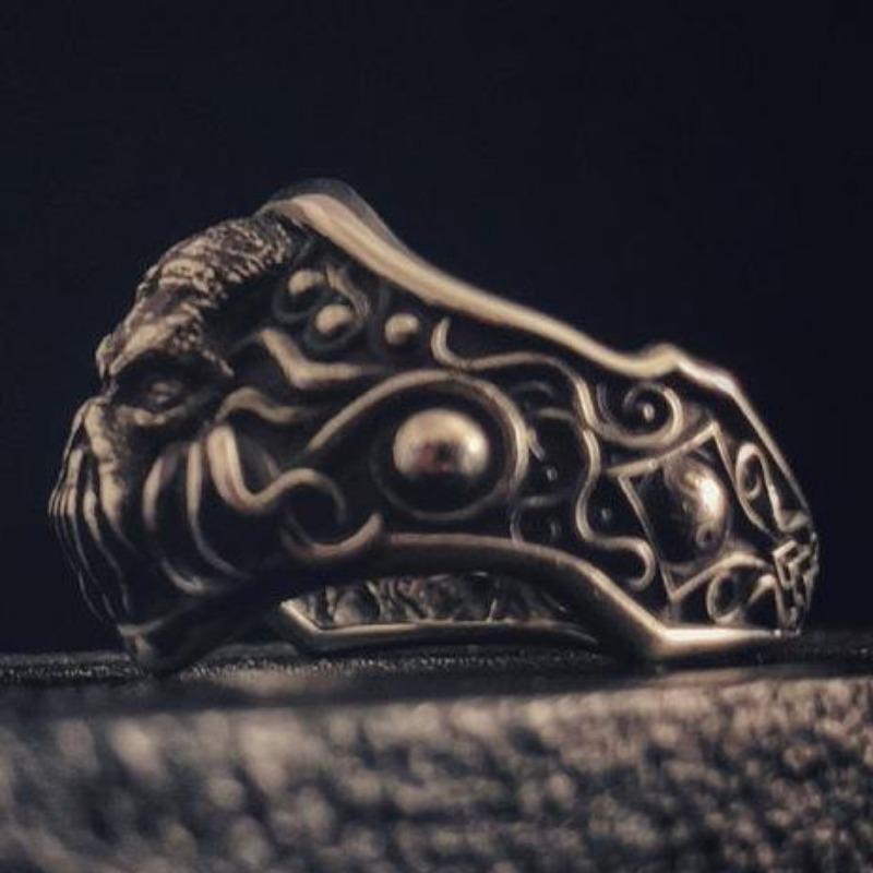 Pierścień Cthulhu Męski Modny Pierścień Snu Regulowany Pierścień Ciemna Magia Mityczna Biżuteria