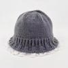 Lace Ruffle Edge Knitted Fisherman Hat: Women's Sweet & Warm Autumn/Winter Accessory 2025