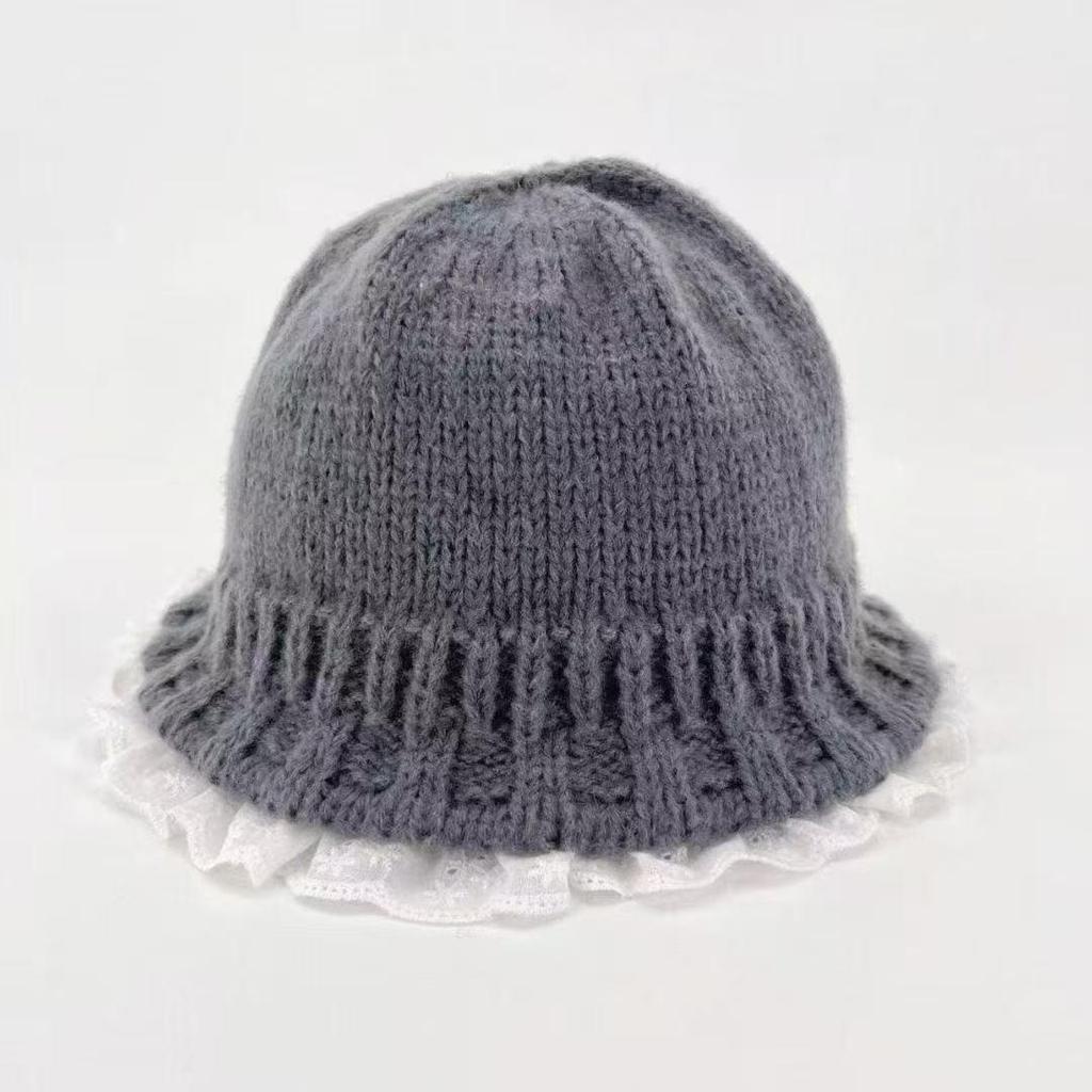 Lace Ruffle Edge Knitted Fisherman Hat: Women's Sweet & Warm Autumn/Winter Accessory 2025