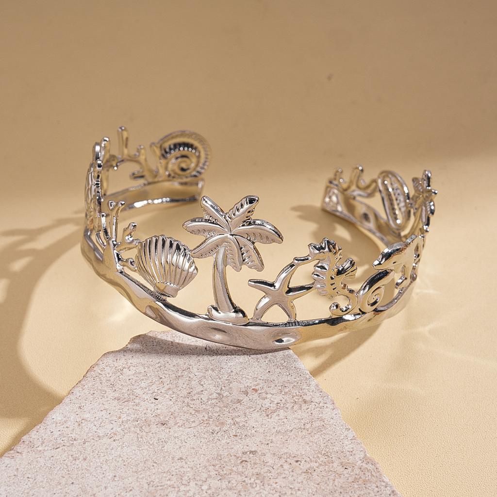 Shell Conch Turtle Starfish Coconut Open Bracelet Metal Vacation Wind Niche Premium Jewelry